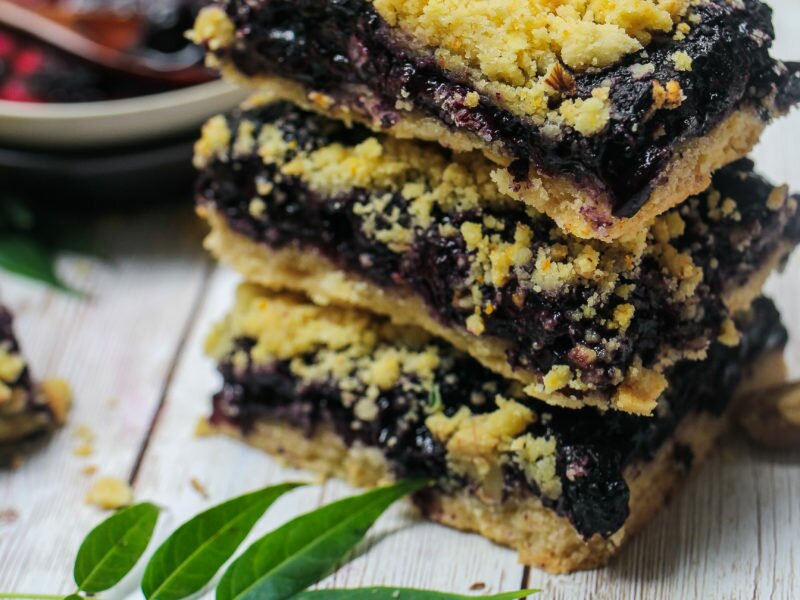 Mood Boosting Blueberry Chia Jam Crumb Bars (Paleo)